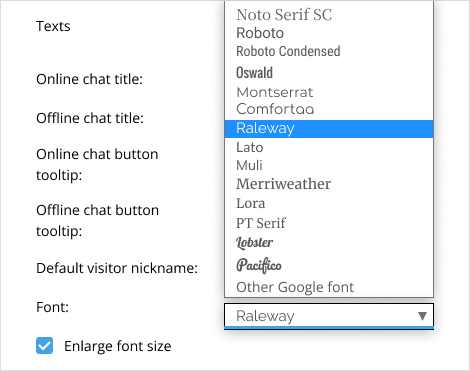 Chat window font settings